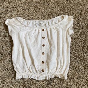 mudd off white buttoned cropped shirt